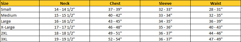 Browning Size Guide